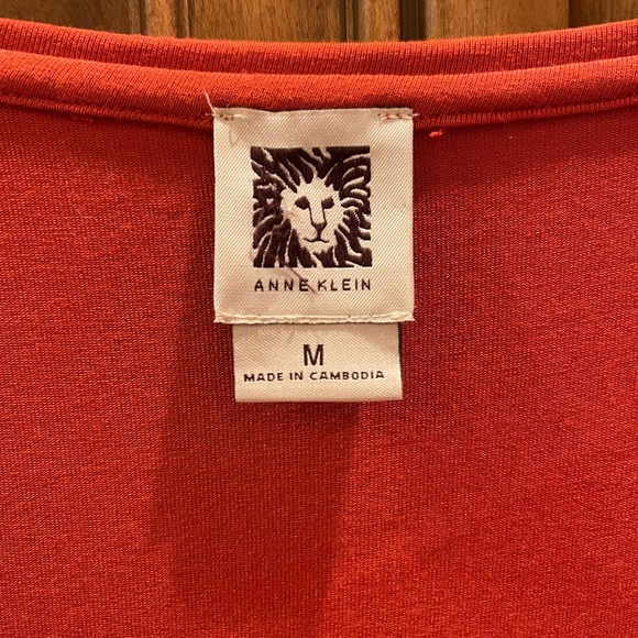 ANNE KLEIN Round Neck Long Sleeve Tee Top Deep Orange 94% Rayon/6% Spandex - Picture 4 of 4